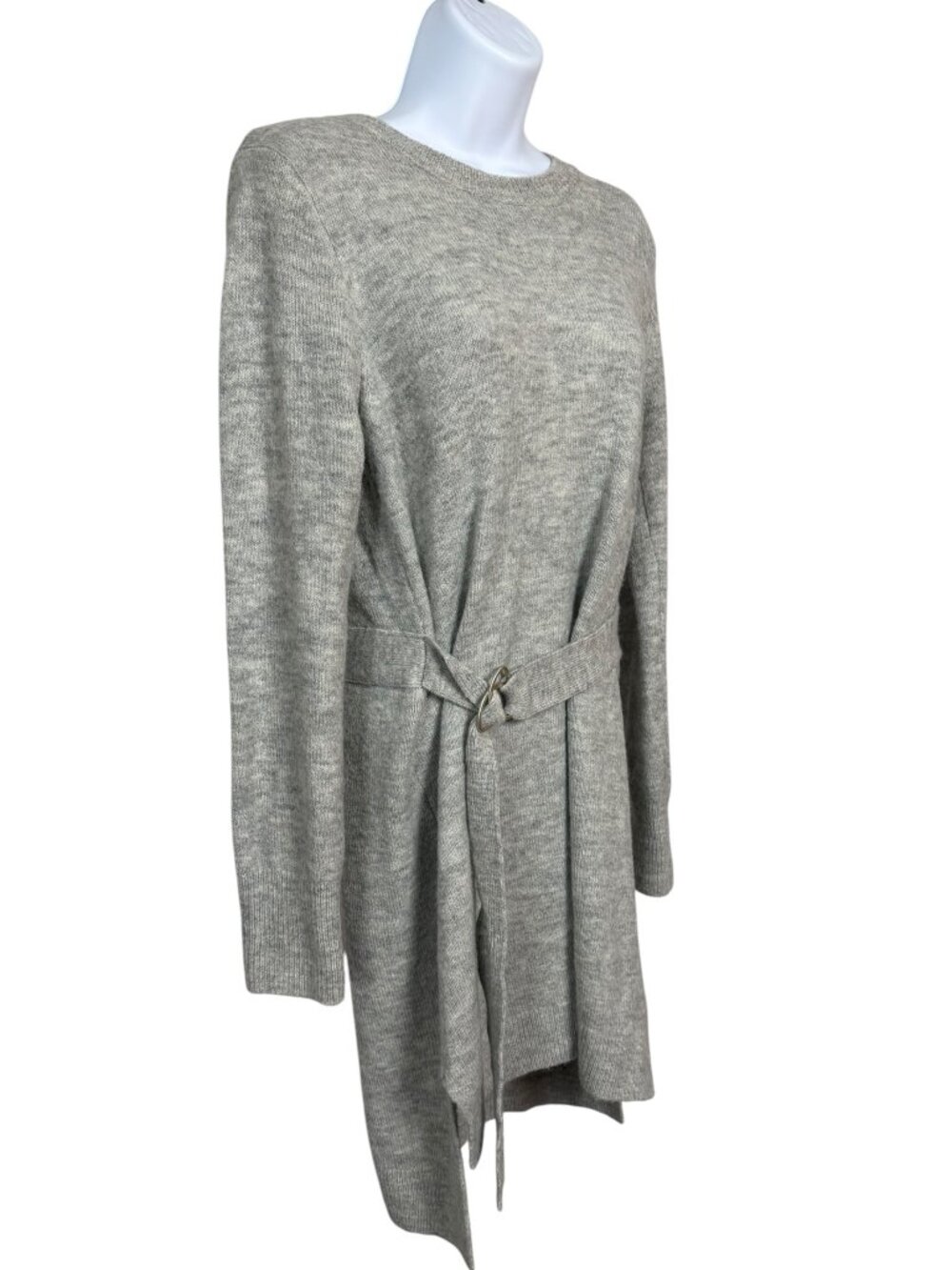 Mossimo Wool Blend Gray Belted Sweater Dress Small High Low